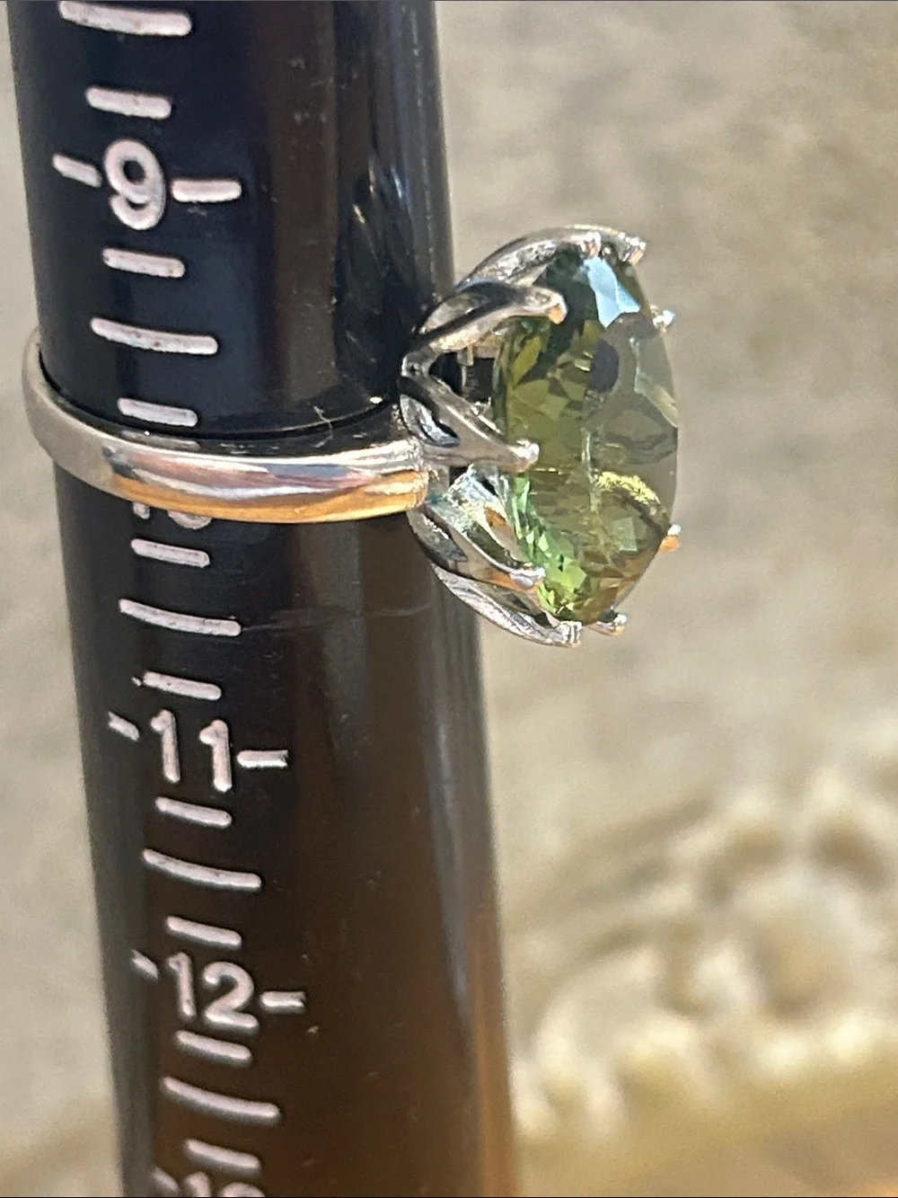 Sterling Silver Green Oval Gemstone Halo Ring - Women's Jewelry